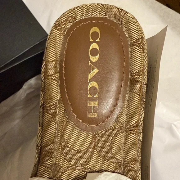 Coach Brown Signature Mules with Gold Accent - Picture 6 of 13